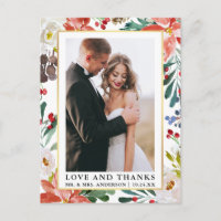 Élégant floral d'hiver aquarelle Amour et Merci