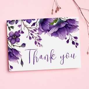 Carte Postale Élégant Floral Purple Chic Boho Mariage Merci