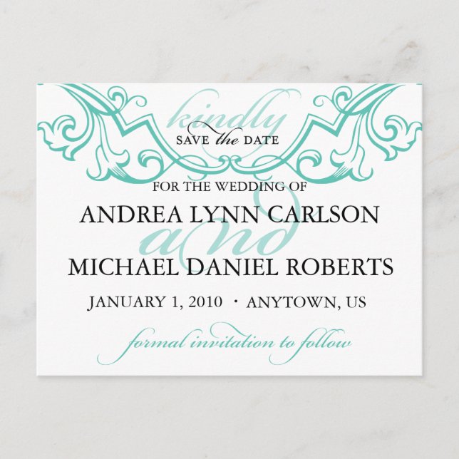 Carte postale 'Elegant Flourish' pour annoncer la  (Devant)