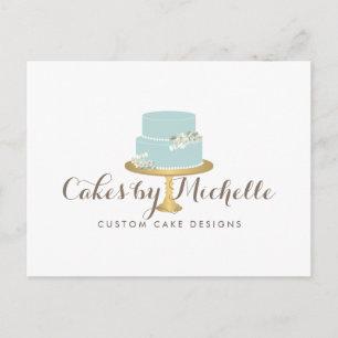 Carte Postale Elégant gâteau bleu avec décoration de gâteau aux