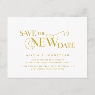 Carte Postale Elegant Gold, Enregistrer la nouvelle date, Postpo