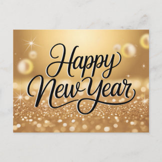 Carte Postale Elegant Gold Glitter Sparkle Happy New Year