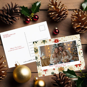 Carte Postale Elégant Gold Snowflakes Photo de vacances