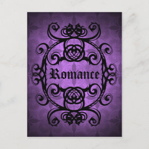 Carte Postale Élégant gothique damassé violet et noir