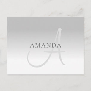 Carte Postale Élégant Gradient Gris Personnalisable Monogramme