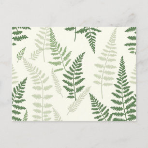 Carte Postale Élégant Green Fern Fronds Motif Botanique