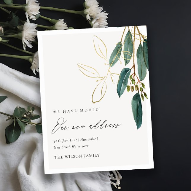 Carte Postale Élégant Green Gold Eucalyptus Branche Nous avons d (Créateur téléchargé)