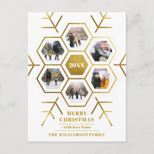 Carte Postale Élégant Hexagon Snowflake Noël Multi Photo