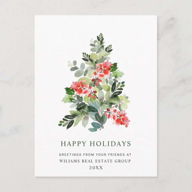 Carte Postale Élégant Holly Tree Noël Accueil d'entreprise Po (Devant)
