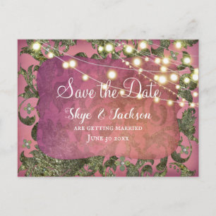 Carte Postale Elégant Indien inspiré Boho Damask   Rose Rose