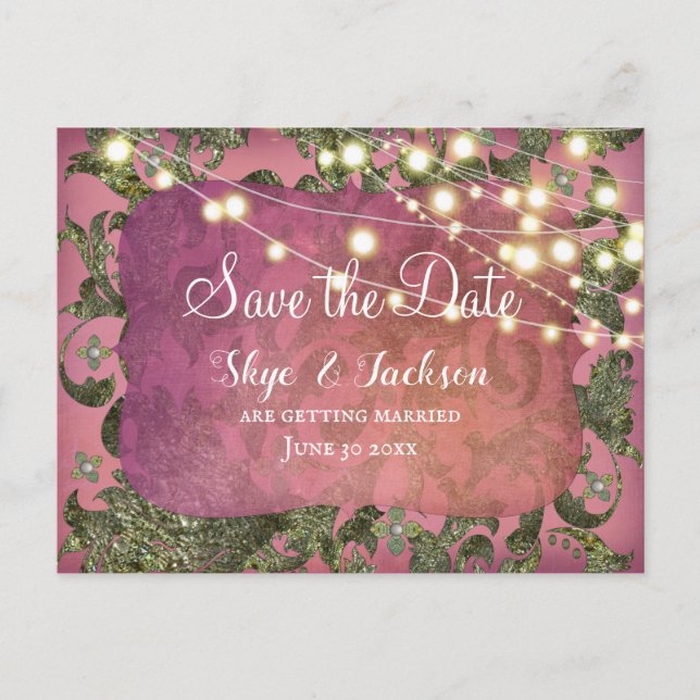 Carte Postale Elégant Indien inspiré Boho Damask | Rose Rose (Devant)