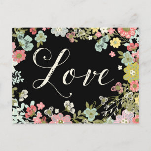 Carte Postale Elégant Jardin Floral Beau Love Script Art