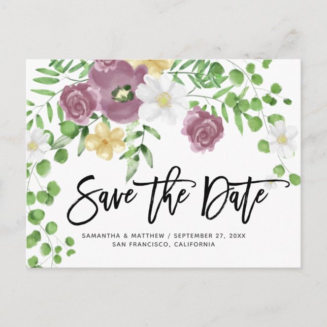 Carte Postale Elégant Jardin Floral Printemps Mariage Enregistre (Devant)
