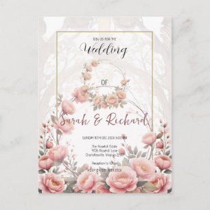 Carte Postale Élégant Jardin Floral Rose Mariage Romantique
