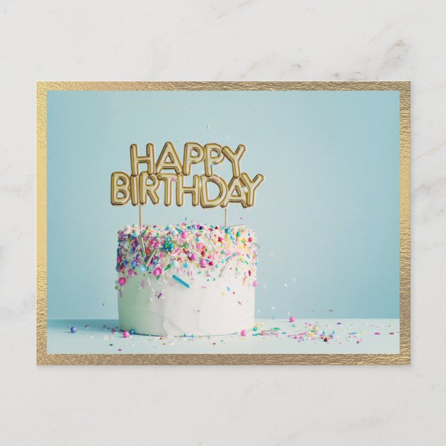 Carte Postale Élégant Joyeux gâteau d'anniversaire moderne (Devant)