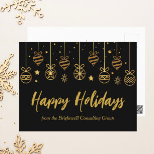 Carte Postale Elégant Joyeux Joyeux Vacances Black Gold Custom B