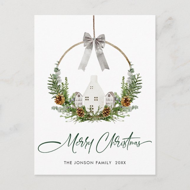Carte Postale Élégant Joyeux Noël Composition Fête (Devant)