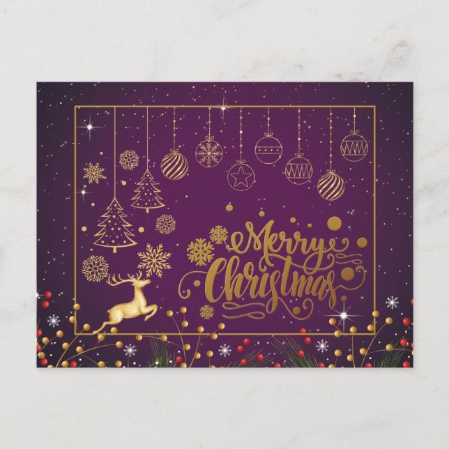 Carte Postale Elégant Joyeux Noël, Joyeux Fêtes (Devant)