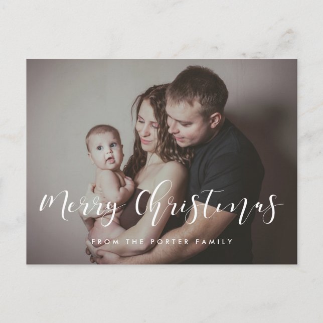 Carte Postale Elégant Joyeux Noël photo de famille (Devant)