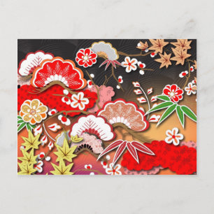 Carte Postale Élégant Kimono d'automne japonais