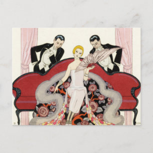 Carte Postale Elegant Lady à Paris Art Deco Postcard