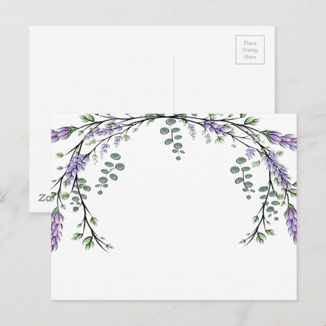 Carte Postale Élégant lavande et eucalyptus aquarelle (Devant / Derrière)