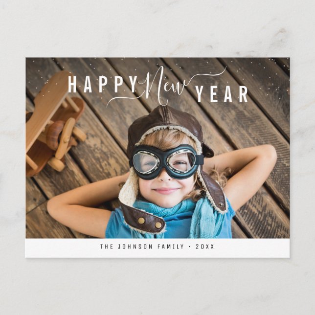 Carte Postale Élégant lettrage Bonne année (Devant)