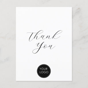 Carte Postale Élégant logo d'entreprise Merci blanc