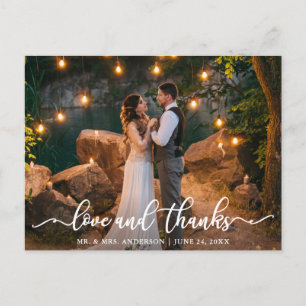 Carte Postale Elegant Love and Thanks Script Mariage Photo