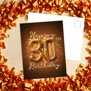 Carte Postale Élégant Luxueux Or Marron 30e Anniversaire