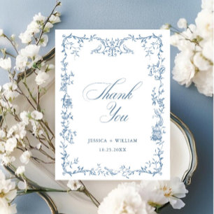 Carte Postale Élégant Mariage couleur bleu couleur orné victorie