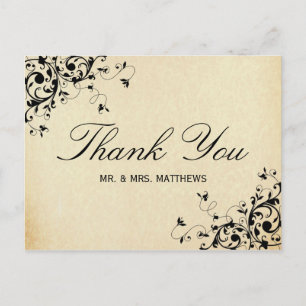 Carte Postale Élégant Mariage d'antiquité torse Merci