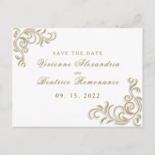 Carte Postale Élégant mariage de défilement or Enregistrer la da