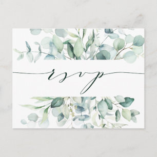 Carte Postale Élégant mariage de feuillage vert RSVP