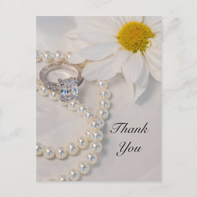 Carte Postale Élégant Mariage de marguerite Merci (Devant)