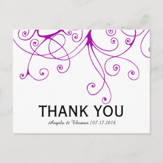 Carte Postale Élégant Mariage de Merci violet torse