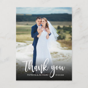Carte Postale Élégant Mariage de script Merci photo