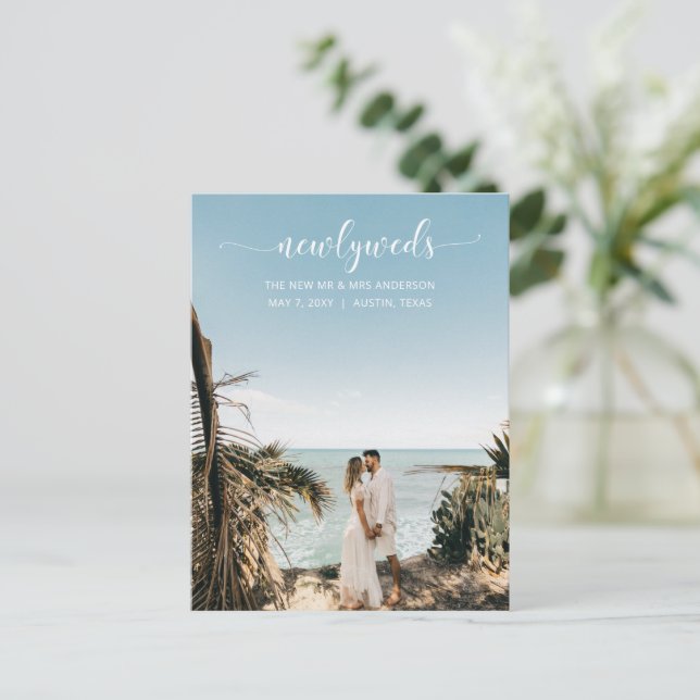 Carte Postale Élégant Mariage photo de script simple (Debout devant)