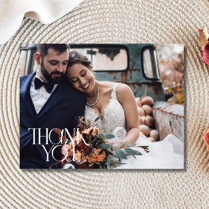 Carte Postale Élégant Mariage photo moderne Merci