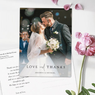 Carte Postale Elégant Mariage photo personnalisé Merci