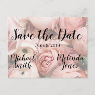 Carte Postale Elégant mariage rose Peony Enregistrer la date