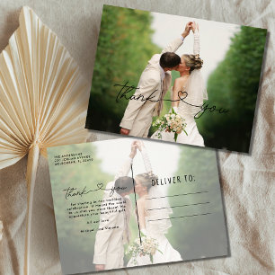 Carte Postale Élégant Mariage simple Merci photo