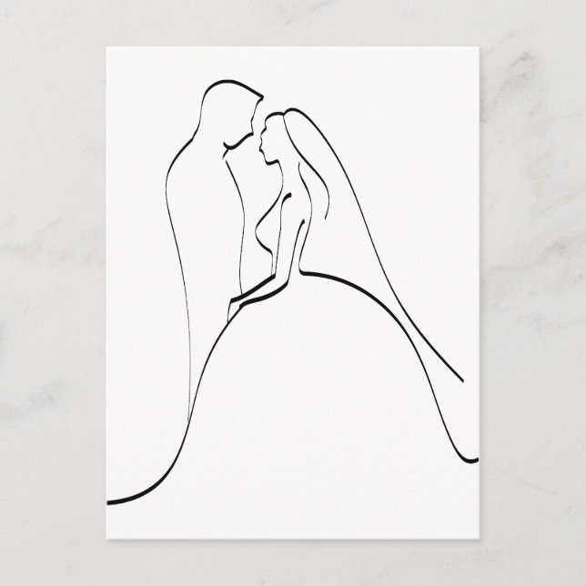 Carte Postale Élégant marié et Modèle de silhouette de chambre (Devant)