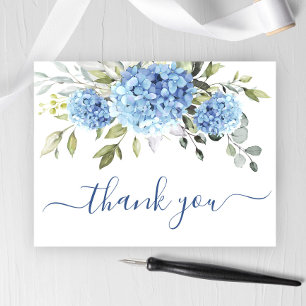 Carte Postale Elégant Merci à fleurs d'Eucalyptus Hydrangée Bleu