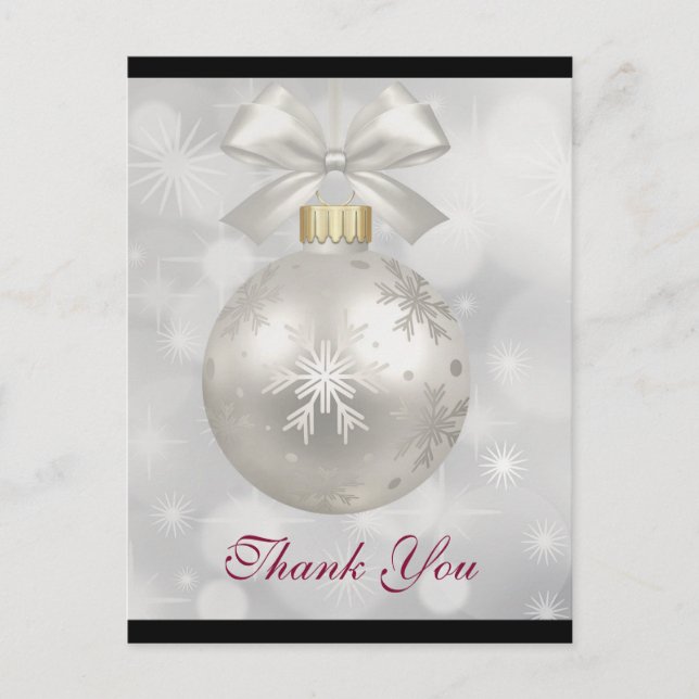 Carte Postale Élégant Merci de la balle de Noël en argent (Devant)