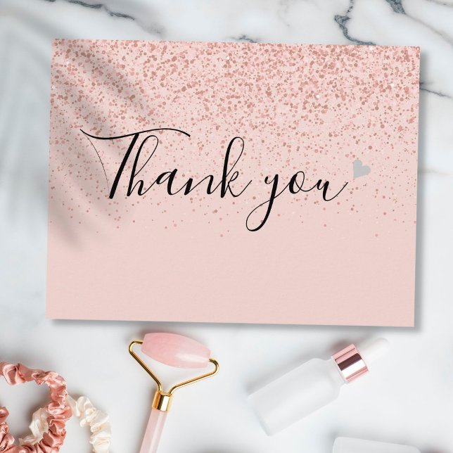 Carte Postale Élégant Merci de script d'affaires Rose or (Créateur téléchargé)
