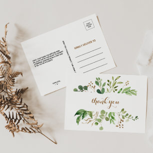 Carte Postale Elégant Merci de verdure feuille Eucalyptus