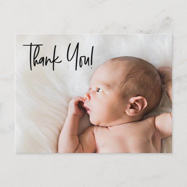 Carte Postale Elégant "Merci" Personnalisé bébé naissance Announ (Devant)