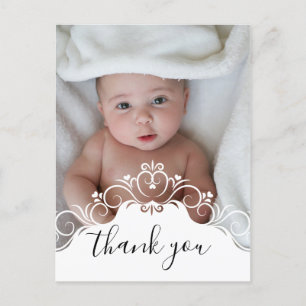 Carte Postale Élégant Merci photo de baptême
