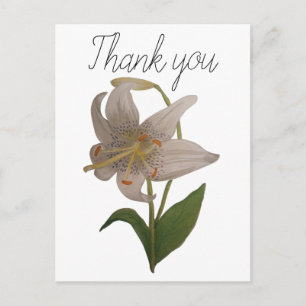 Carte Postale Élégant Merci Vintage blanc Lily